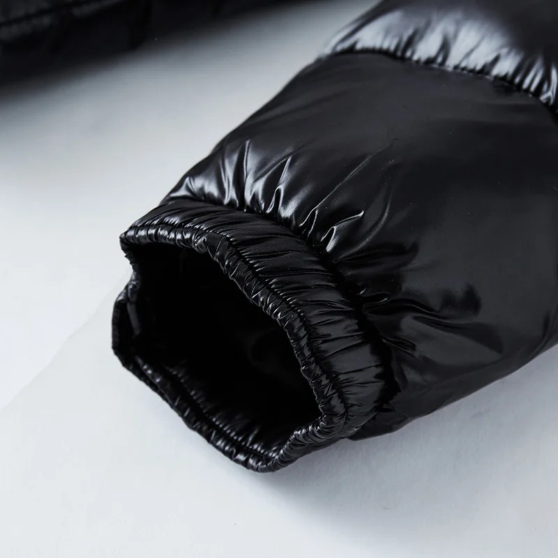 Men's Quilted Jacket with Hood - Glossy Finish