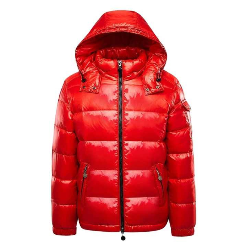 Men's Quilted Jacket with Hood - Glossy Finish