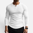 Men's Ribbed Longsleeve with Button Placket Neckline