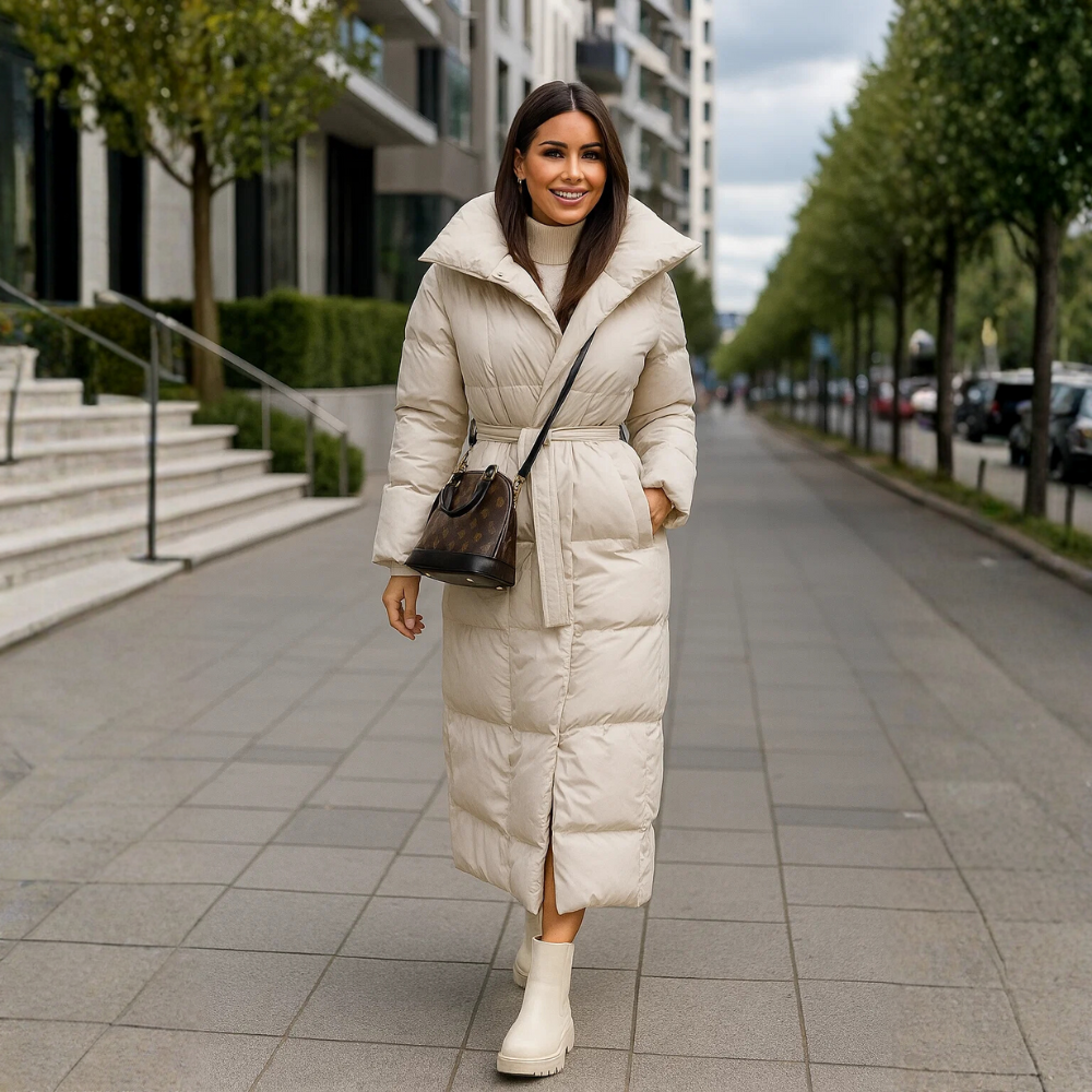 Dames Lange Winterjas – Getailleerd, Waterafstotend, Casual voor Koud Weer