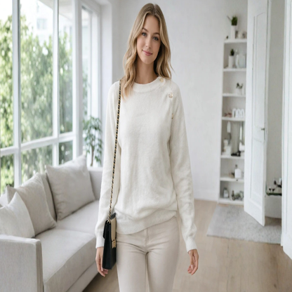 Monique Parel Trui | Damestrui met Pareldetails en Losvallende Pasvorm
