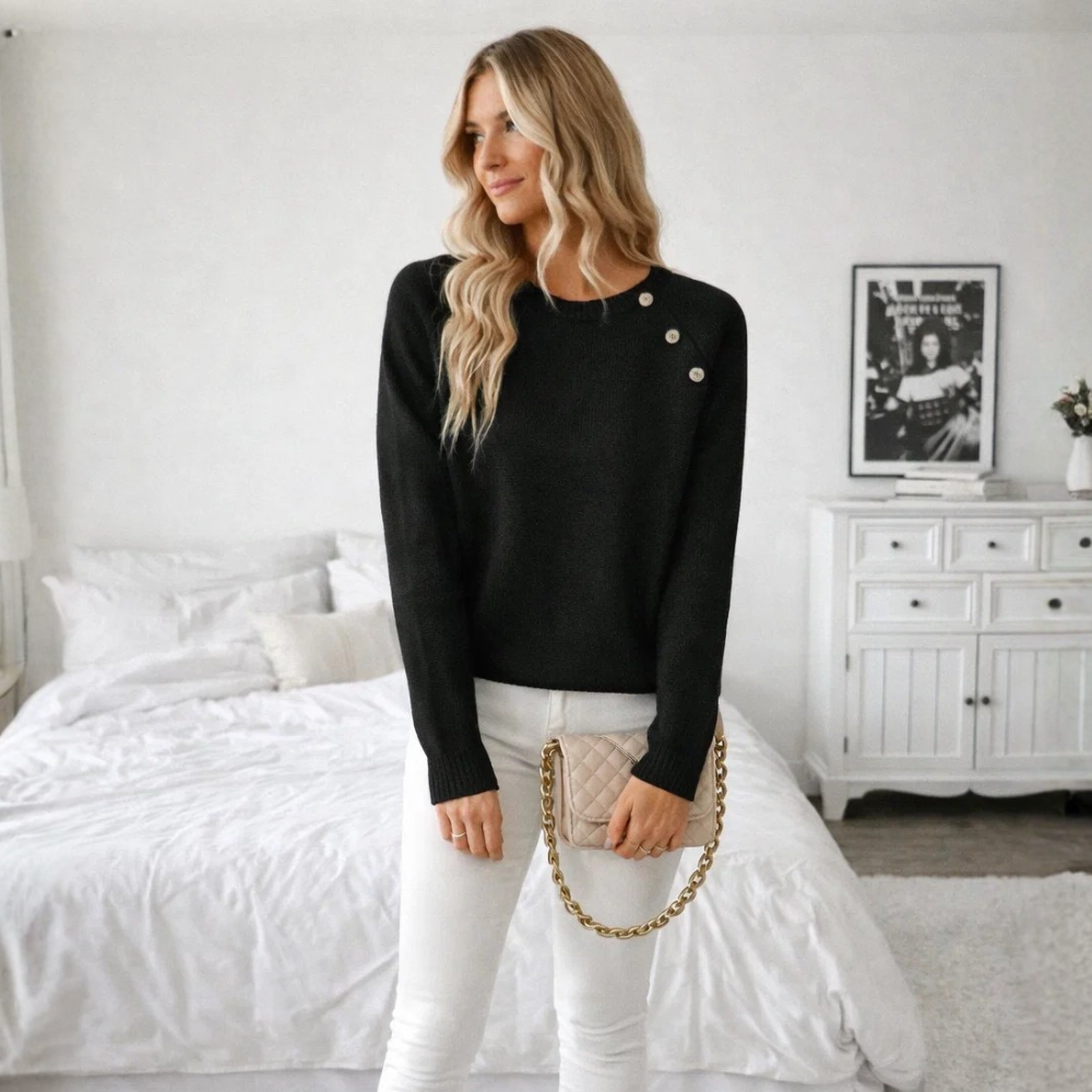 Monique Parel Trui | Damestrui met Pareldetails en Losvallende Pasvorm