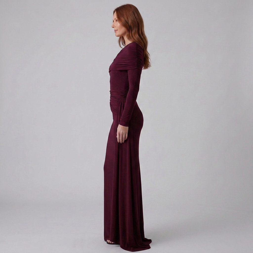Maternity One-Shoulder Cocktail Dress with Stretch Jersey Fabric
