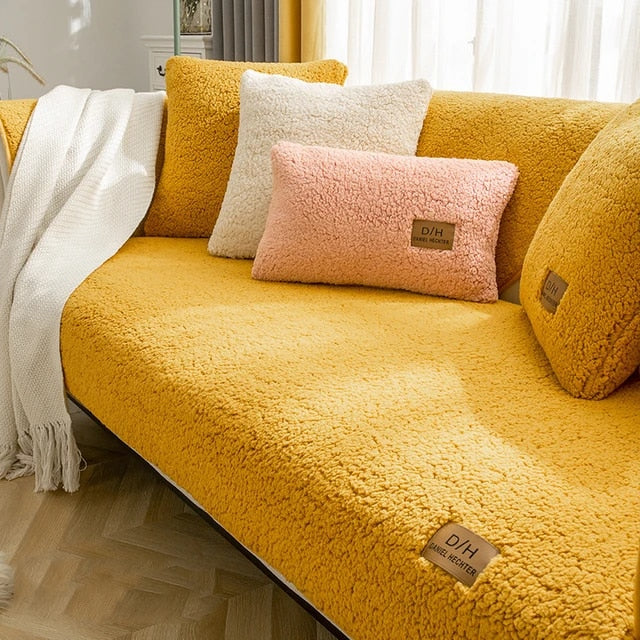 Sherpa Fleece Sofa Cover - Soft, Non-Slip Couch Throw