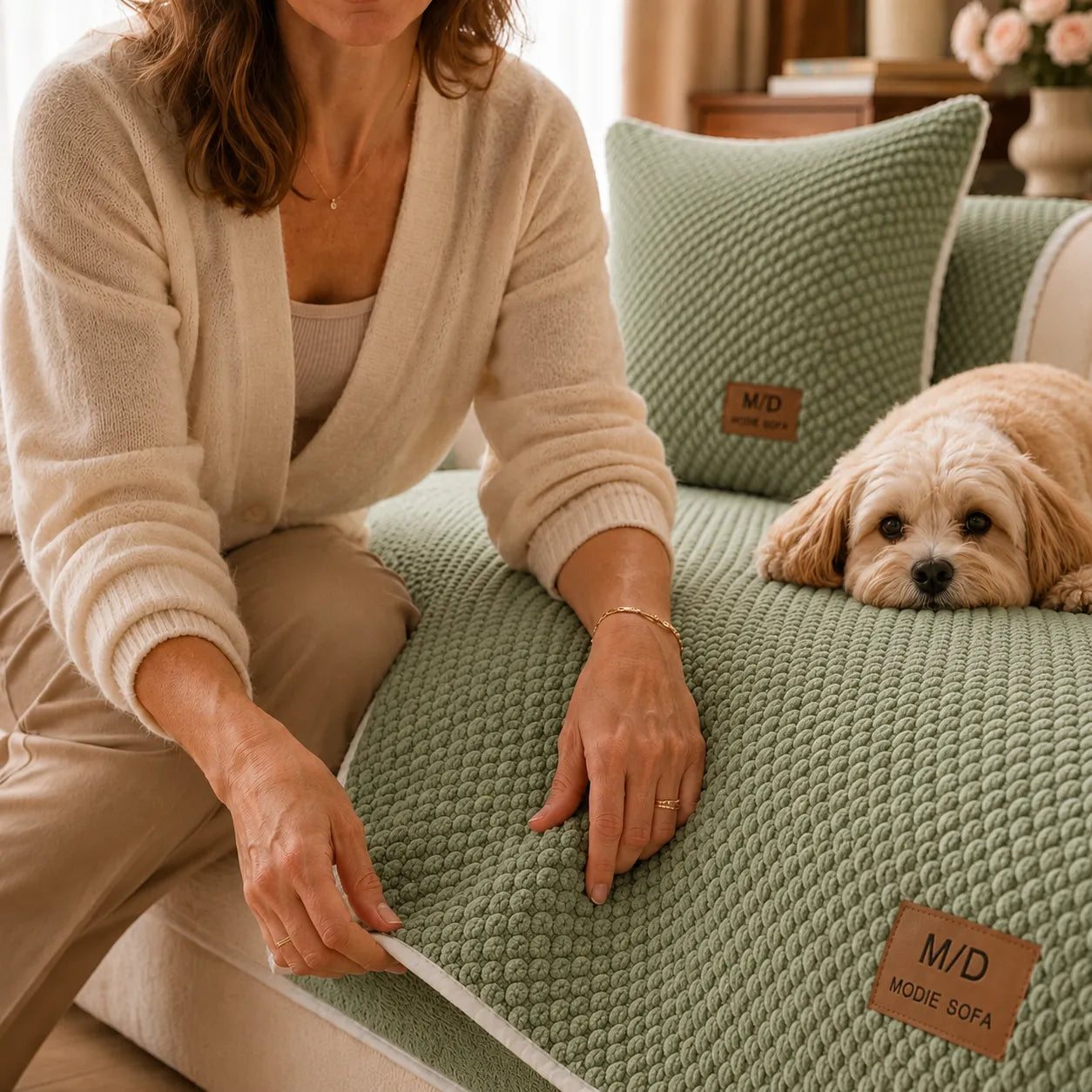 Non-Slip Pet Sofa Cover - Plush Grip-Backed Couch Protector