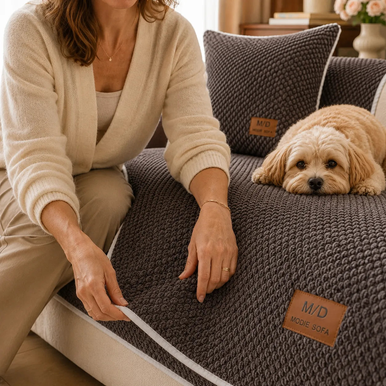 Non-Slip Pet Sofa Cover - Plush Grip-Backed Couch Protector
