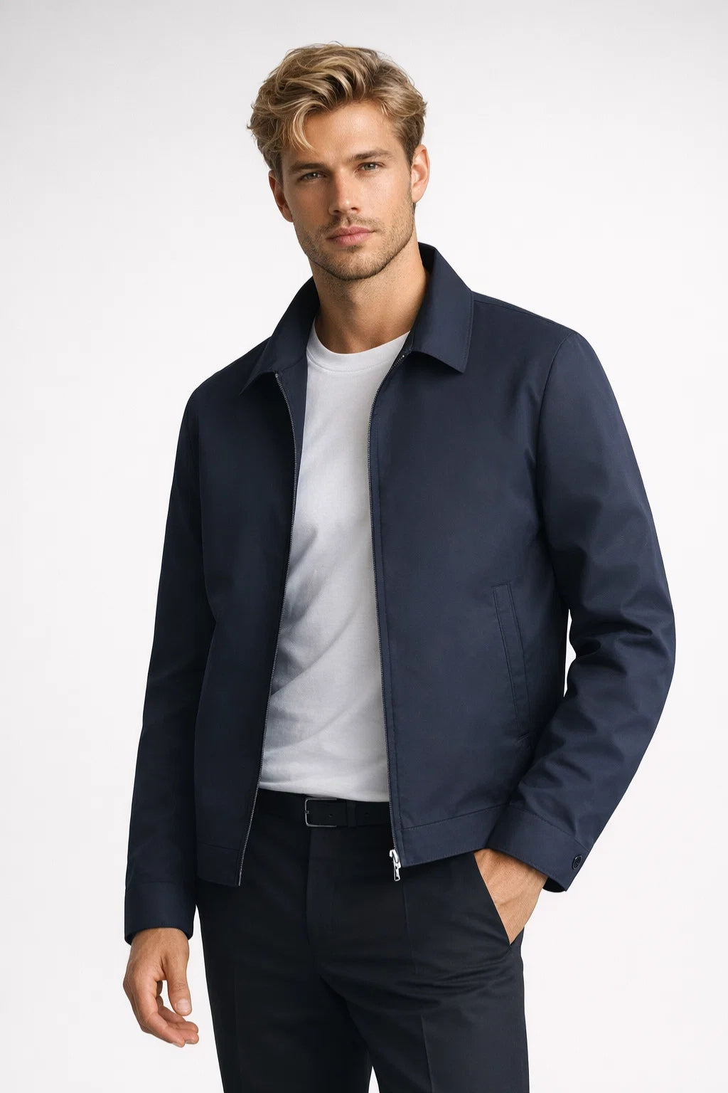 Men's Structured Jacket with Checked Lining, Business Casual