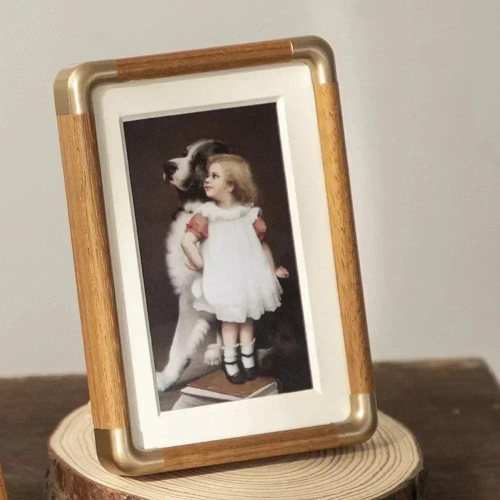 Vintage Solid Wood Tabletop Photo Frame Elegant Design 0