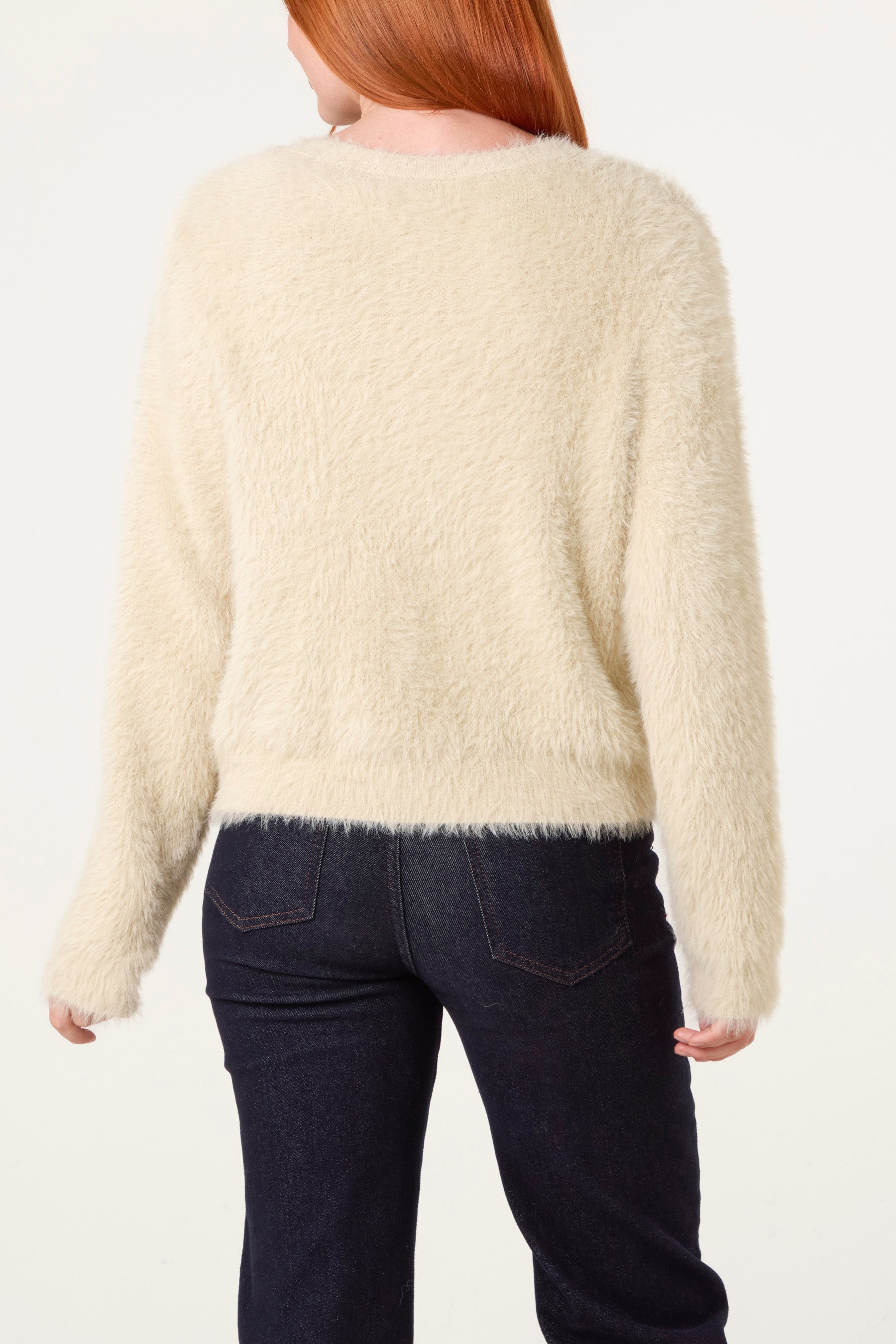 Women's Beige Cardigan with Multicolour Button Detail