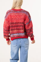Women's Stripe Knit Jumper Flecked Mixed Yarn Sweater