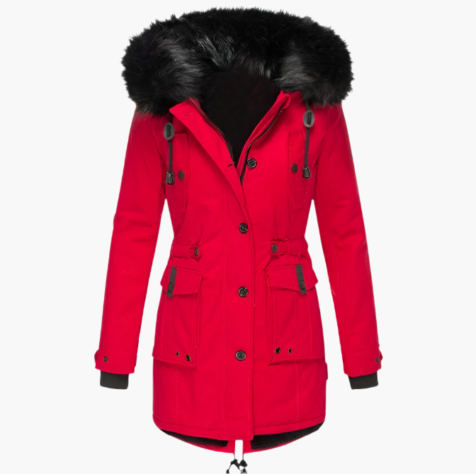 Women's Thick Parka Coat with Hood - Winter Jacket