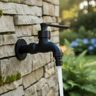Wall-Mounted Faucet in Matte Black Solid Brass for Kitchen, Bath and Garden