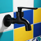 Wall-Mounted Faucet in Matte Black Solid Brass for Kitchen, Bath and Garden