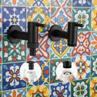Wall-Mounted Faucet in Matte Black Solid Brass for Kitchen, Bath and Garden