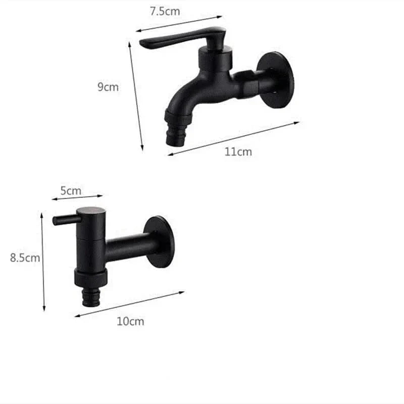 Wall-Mounted Faucet in Matte Black Solid Brass for Kitchen, Bath and Garden