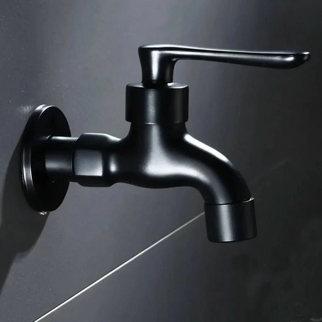 Wall-Mounted Faucet in Matte Black Solid Brass for Kitchen, Bath and Garden