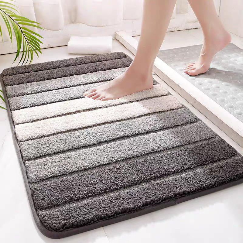 Striped Bath Mat Non-Slip - Fluffy Washable Bathroom Rug