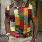 Men's Patchwork Polo Shirt - Plaid Casual Fit