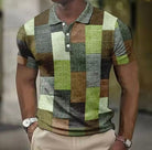 Men's Patchwork Polo Shirt - Plaid Casual Fit