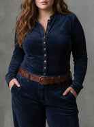 Women's Maxi Dress in Faux Suede with Checked Panels and Belt