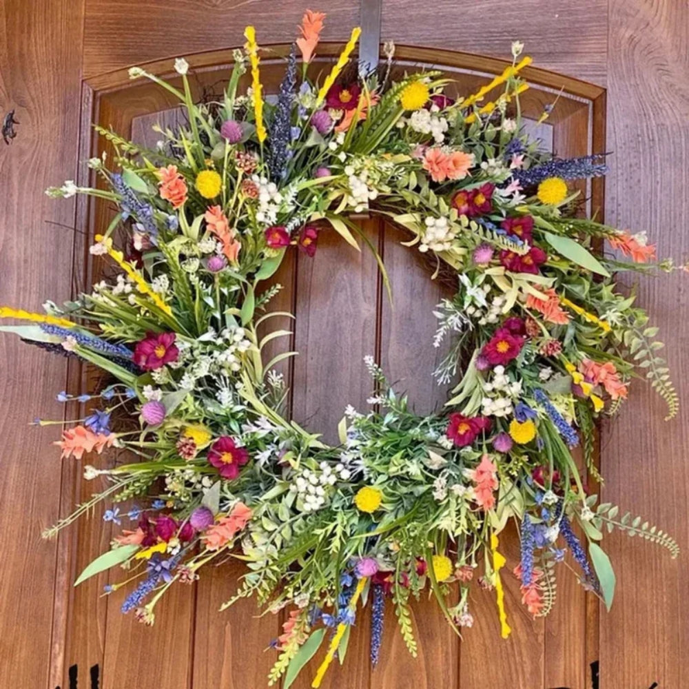 Floral Door Wreath - Decorative Artificial Flower Wreath