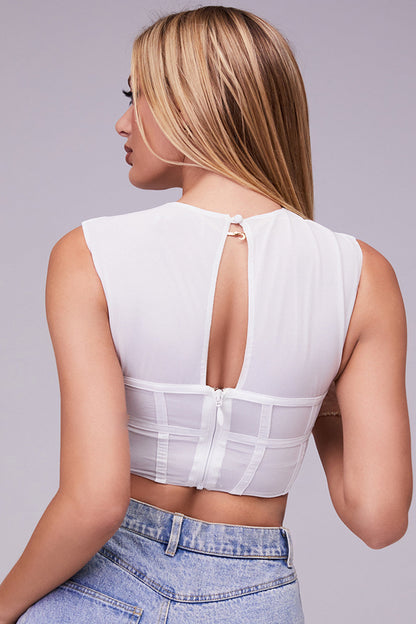 Mirella | Dames Bustier Crop Top – Getailleerd, Mouwloos, Cut-Out Halslijn, Corsetdesign
