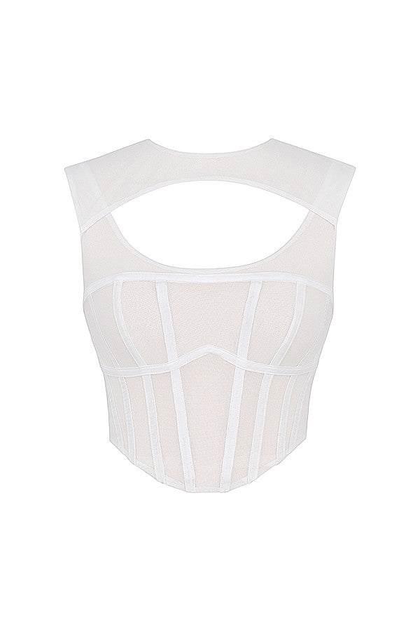 Mirella | Dames Bustier Crop Top – Getailleerd, Mouwloos, Cut-Out Halslijn, Corsetdesign