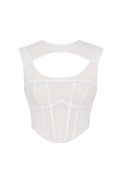 Mirella | Dames Bustier Crop Top – Getailleerd, Mouwloos, Cut-Out Halslijn, Corsetdesign