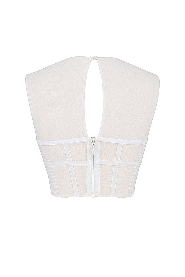Mirella | Dames Bustier Crop Top – Getailleerd, Mouwloos, Cut-Out Halslijn, Corsetdesign