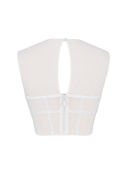 Mirella | Dames Bustier Crop Top – Getailleerd, Mouwloos, Cut-Out Halslijn, Corsetdesign