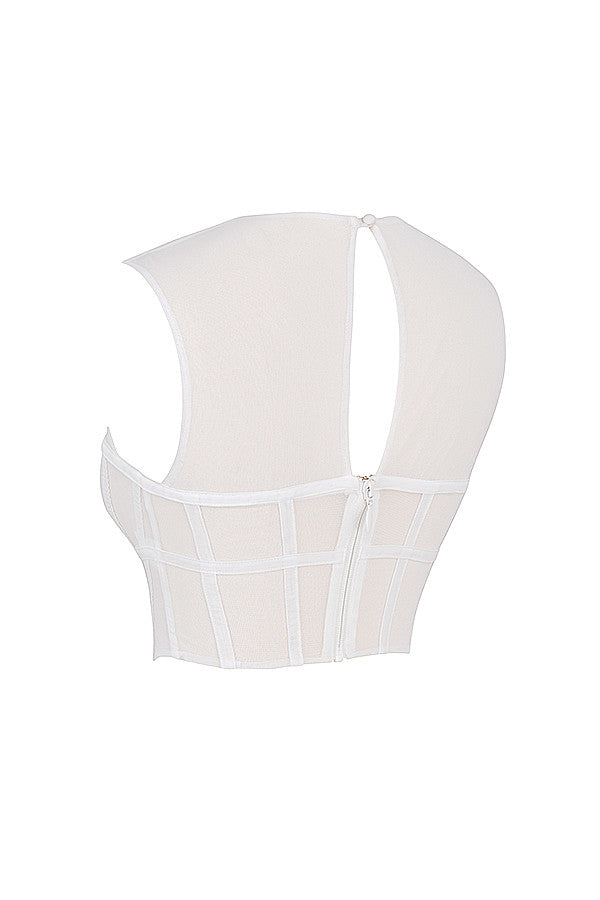 Mirella | Dames Bustier Crop Top – Getailleerd, Mouwloos, Cut-Out Halslijn, Corsetdesign