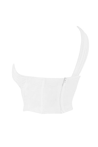 Dames Corset Top met One-Shoulder Ontwerp, Asymmetrische Halslijn en Boning Structuur