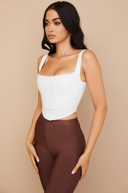Monique | Dames Corset Top – Getailleerde Pasvorm, Vierkante Halslijn, Brede Bandjes