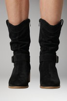 Women's Slouchy Suede Boots with Side Zip and Orthopedic Footbed