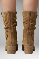 Women's Slouchy Suede Boots with Side Zip and Orthopedic Footbed
