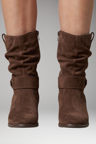 Women's Slouchy Suede Boots with Side Zip and Orthopedic Footbed