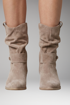 Women's Slouchy Suede Boots with Side Zip and Orthopedic Footbed