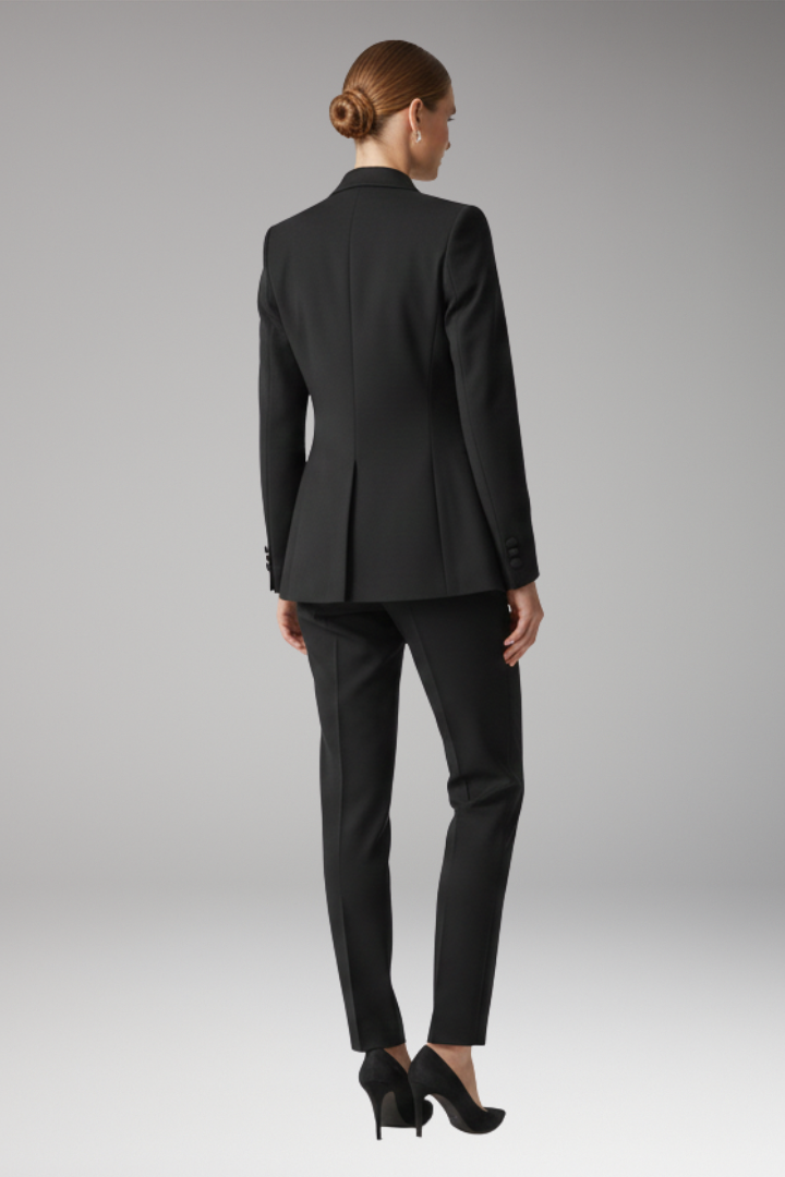 Women's Three-Piece Suit Set with Notched Jacket and Straight Trousers