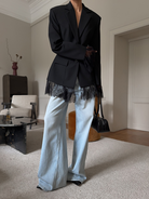 Women's Lace-Panel Blazer, Regular Fit Jacket