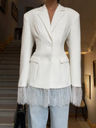 Women's Lace-Panel Blazer, Regular Fit Jacket