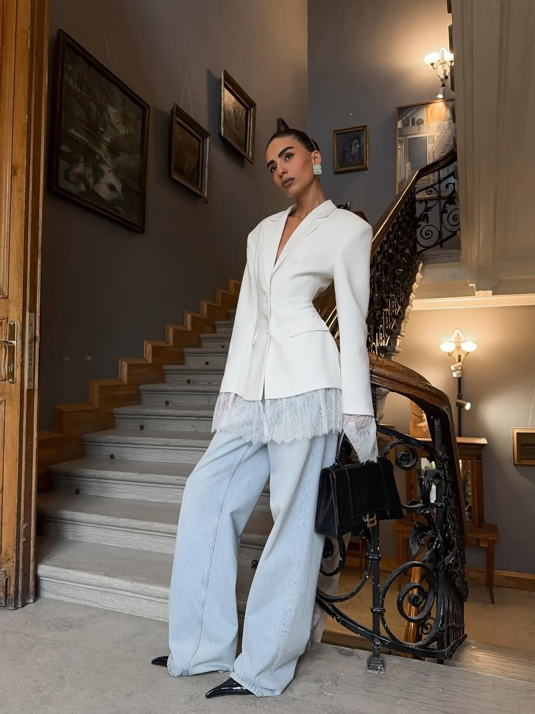 Women's Lace-Panel Blazer, Regular Fit Jacket
