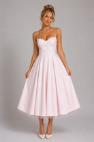 Women's Sweetheart Corset Dress with Layered Midi Skirt