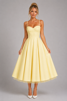 Women's Sweetheart Corset Dress with Layered Midi Skirt