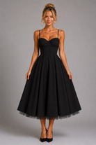 Women's Sweetheart Corset Dress with Layered Midi Skirt