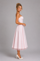 Women's Sweetheart Corset Dress with Layered Midi Skirt