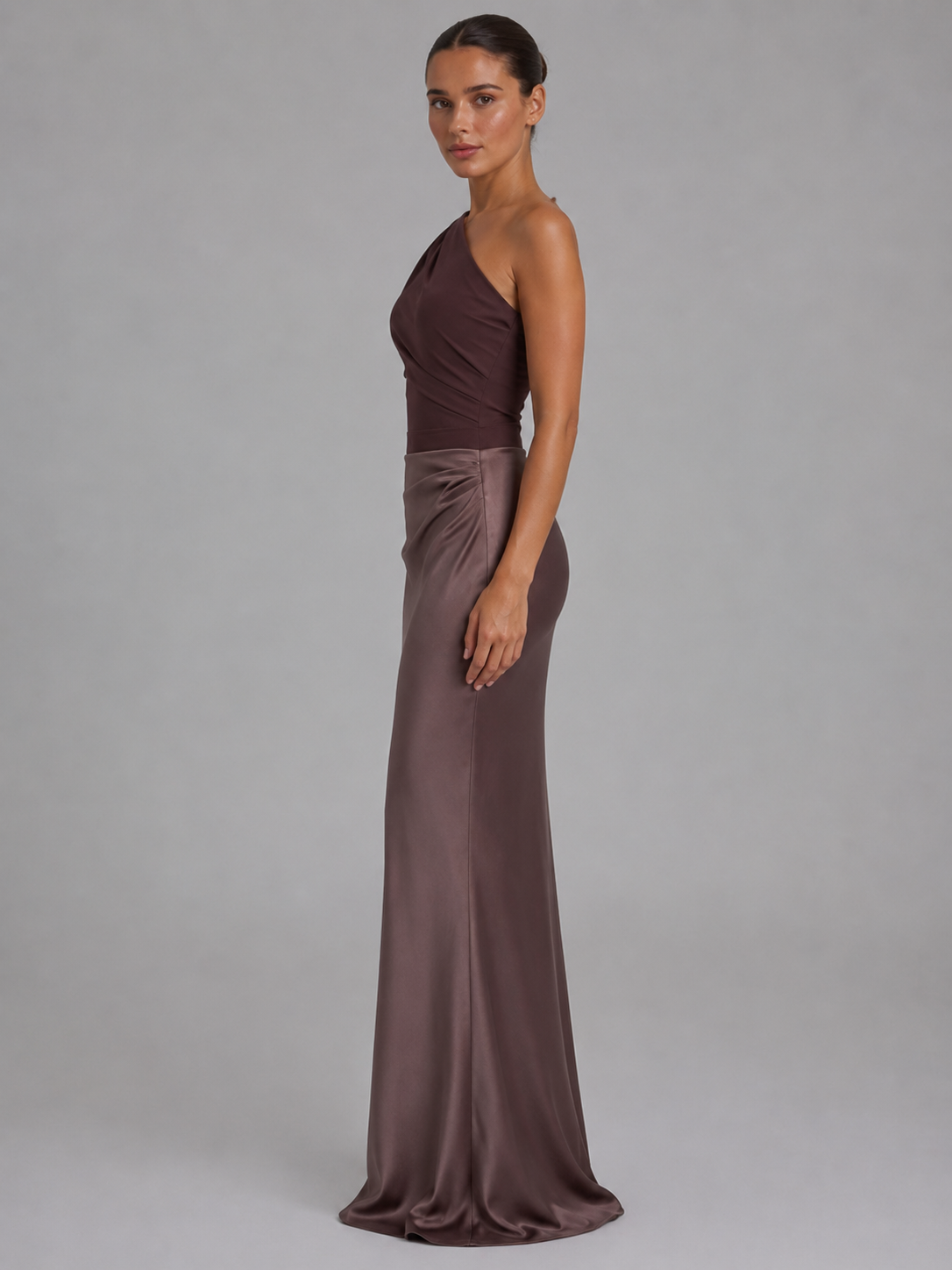 Women's One-Shoulder Maxi Dress - Satin-Feel Cocktail Dress