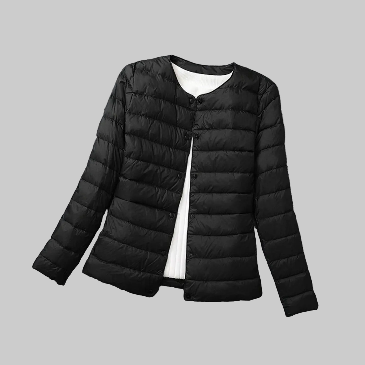 Women's Quilted Puffer Jacket Without Hood – Button Front