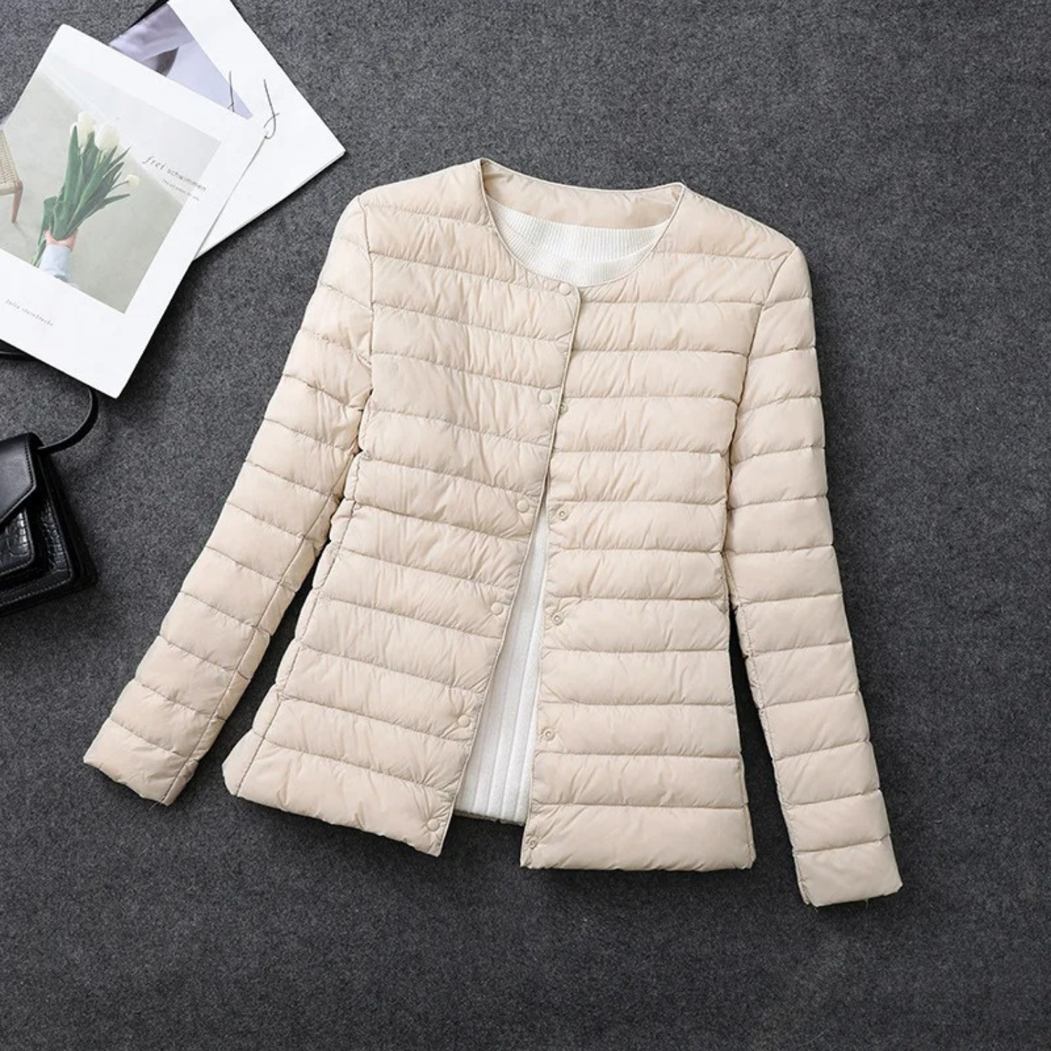 Women's Quilted Puffer Jacket Without Hood – Button Front