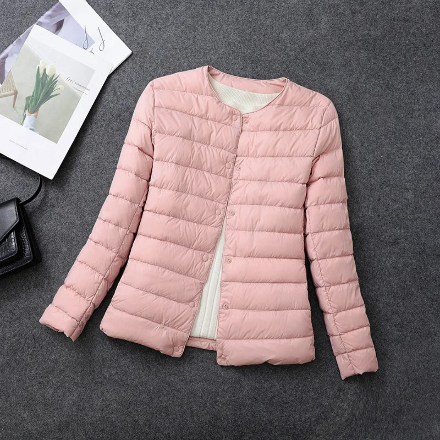 Women's Quilted Puffer Jacket Without Hood – Button Front
