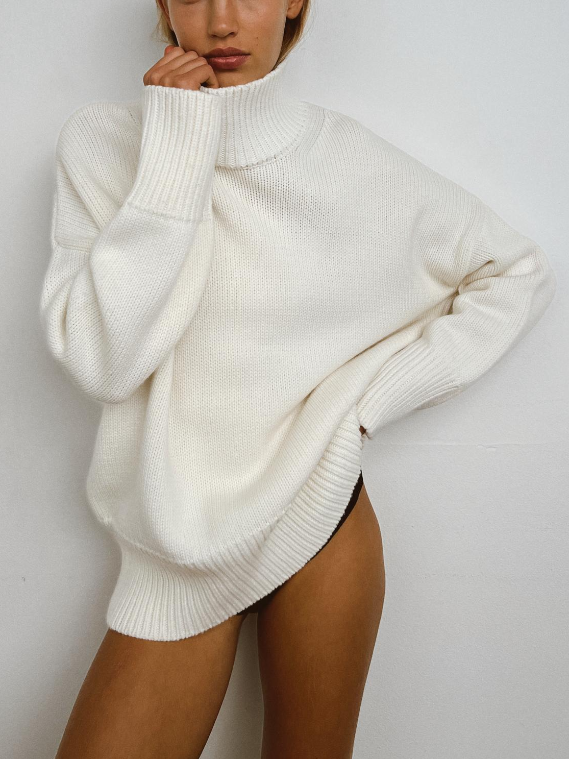 Women's Turtleneck Sweater in Wool Blend Knit